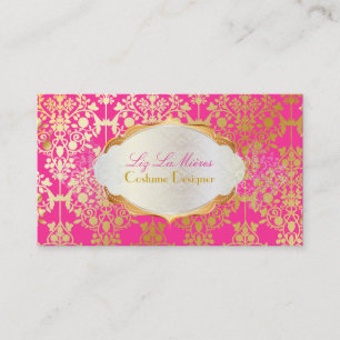 Tarjeta De Visita PixDezines vintage leila damask / faux gold