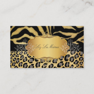 Tarjeta De Visita PixDezines VINTAGE LEOPARDO+CEBRA+ETIQUETA+ORO FAL