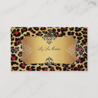 Tarjeta De Visita PixDezines Vintage leopardo+damascado