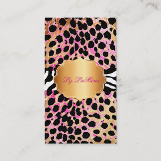 Tarjeta De Visita PixDezines vintage rosa cebra+leopardo