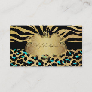 Tarjeta De Visita PixDezines vintage zebra+leopardo