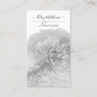 Tarjeta De Visita PixDezines Watercolor The Great Wave, Hokusai