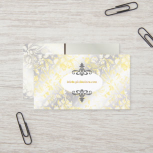 Tarjeta De Visita PixDezinves Rosas Vintage Amarillo+Gris