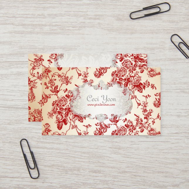 Tarjeta De Visita PixDezinves roses rojos/rojos/fondo DIY (Anverso/Reverso In Situ)