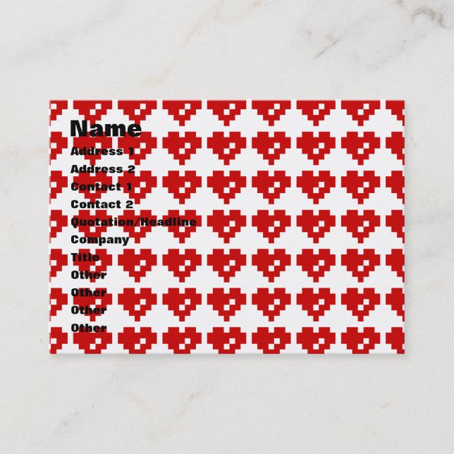 Tarjeta De Visita Pixel Heart 8 Bit Love (Anverso)