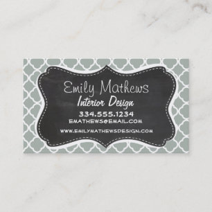 Tarjeta De Visita Pizarra Antigua Gris Ceniza; Cuatrefoil Gris