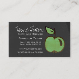 Tarjeta De Visita Pizarra casera de Apple del verde del profesor del