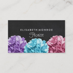 Tarjeta De Visita Pizarra púrpura, azul y rosada Floristry del