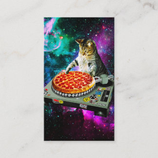 Tarjeta De Visita Pizza del gato de DJ del espacio