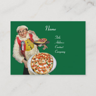Tarjeta De Visita PIZZA FIESTA COCINA ITALIANA, PIZZERIA, verde negr