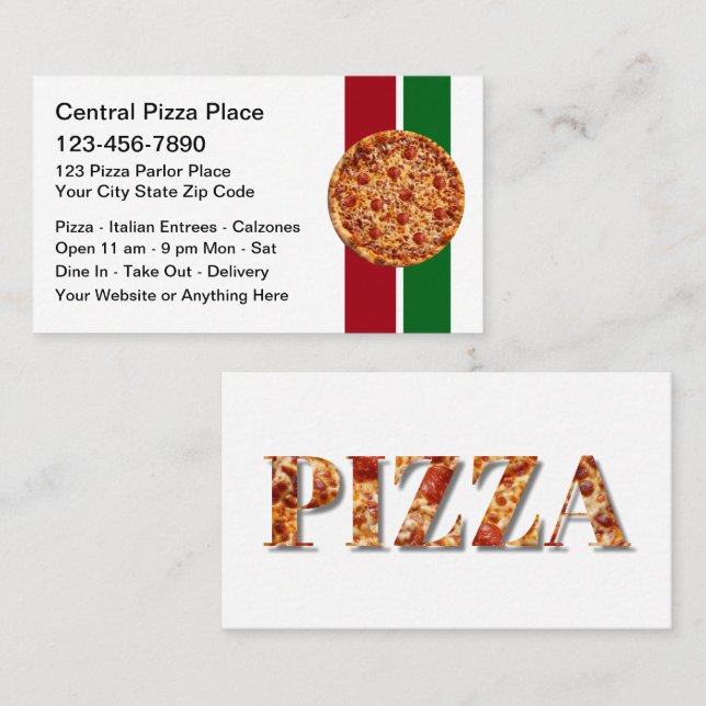 Tarjeta De Visita Pizza Italian Restaurant Theme Business Cards (Anverso / Reverso)