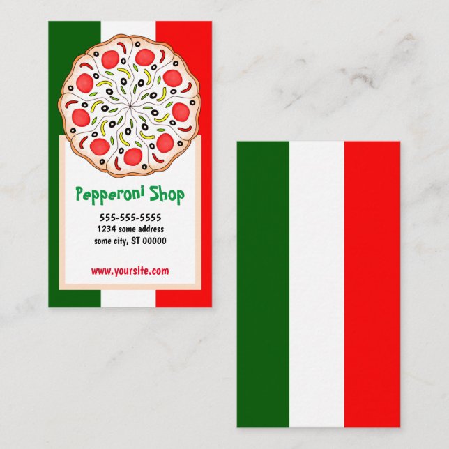 Tarjeta De Visita Pizza italiana Tienda Pepperoni o restaurante (Anverso / Reverso)