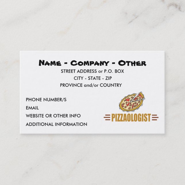 Tarjeta De Visita Pizza personalizada (Anverso)