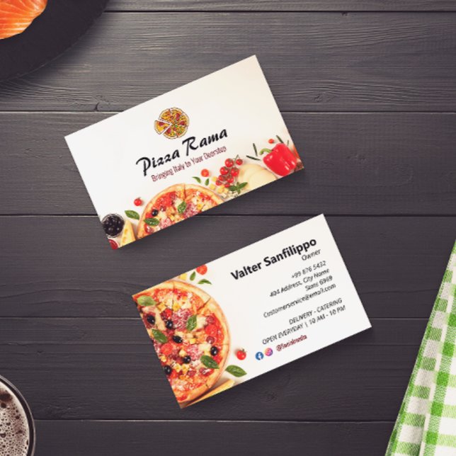 Tarjeta De Visita Pizza Restaurant Business | Blanco minimalista (Subido por el creador)