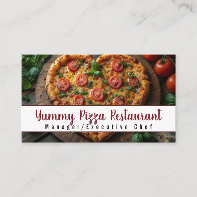 Tarjeta De Visita Pizza Restaurant Caterer Servicio de comidas Event (Anverso)