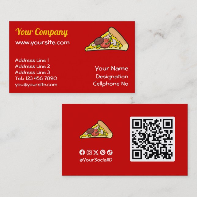 Tarjeta De Visita Pizza slice (Anverso / Reverso)
