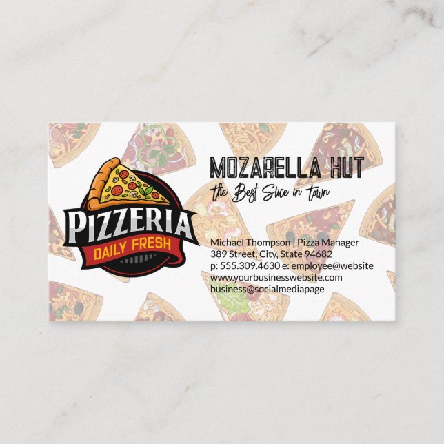 Tarjeta De Visita Pizza Slices | Tienda Pizzeria (Anverso)