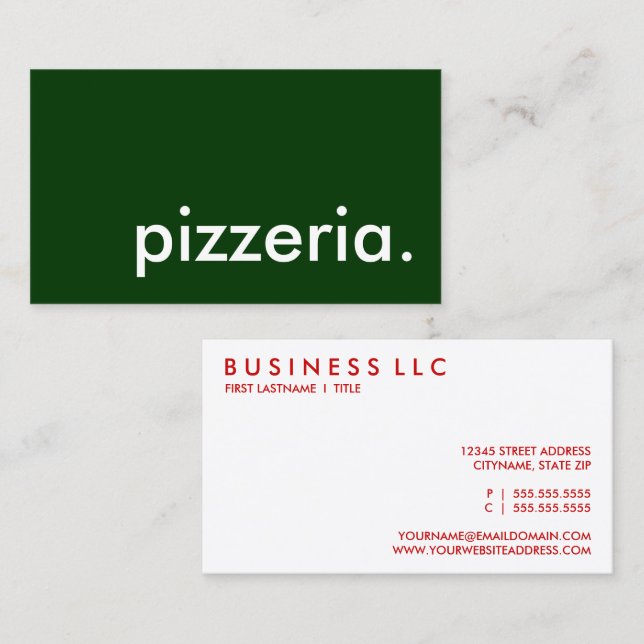 Tarjeta De Visita pizzería. (Anverso / Reverso)