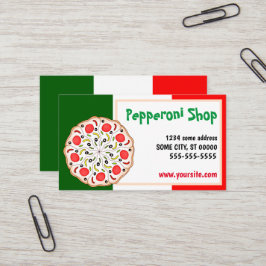 Tarjeta De Visita pizzería restaurante de pepperoni italiano