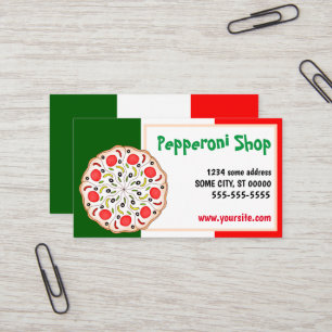 Tarjeta De Visita pizzería restaurante de pepperoni italiano