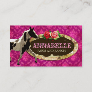 Tarjeta De Visita Placa amarilla del rancho el   del caballo de la