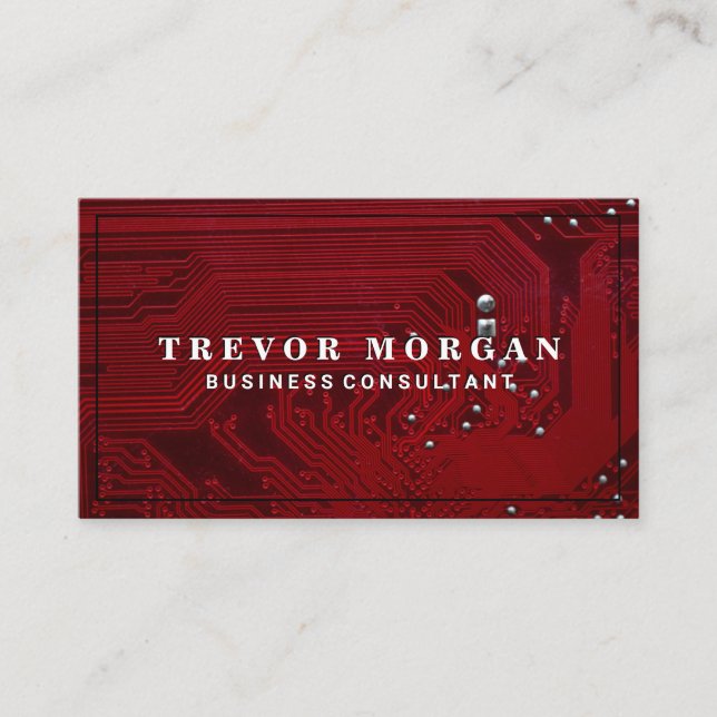 Tarjeta De Visita Placa base | Microchip rojo | Tecnología técnica (Anverso)