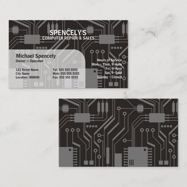 Tarjeta De Visita Placa de circuito eléctrica moderna (Anverso / Reverso)