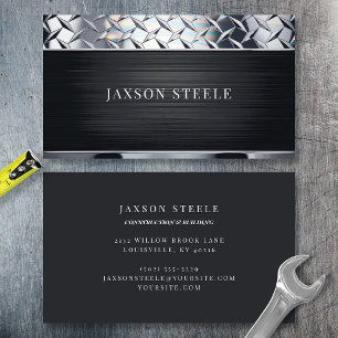 Tarjeta De Visita Placa de Diamante de Metal Cepillado Negro Profesi
