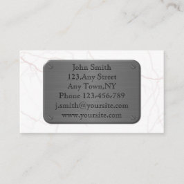 Tarjeta De Visita Placa de metal en la plantilla de mármol de la