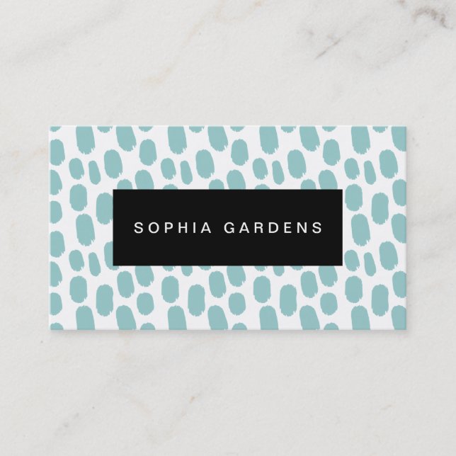 Tarjeta De Visita Placa de nombres - Pintura de trazos - Verde azul  (Anverso)