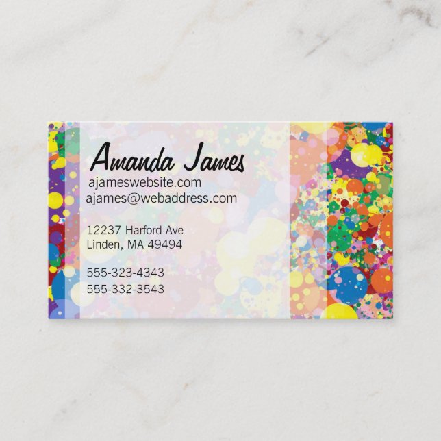 Tarjeta De Visita Placa de pintura arco iris (Anverso)