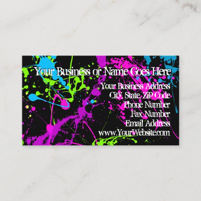 Tarjeta De Visita Placa de pintura retro de neón fresca para Fiesta  (Anverso)