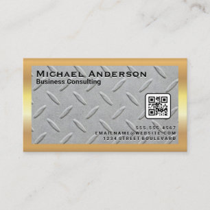Tarjeta De Visita Placa Metalizado de acero   Código QR