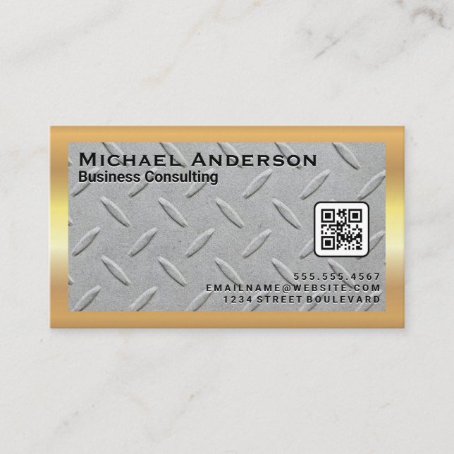 Tarjeta De Visita Placa Metalizado de acero | Código QR (Anverso)