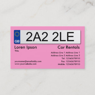 Tarjeta De Visita Placa número Reino Unido - Rosa