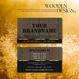 Tarjeta De Visita Placas de madera Dark Brown Wood Grain Profesional