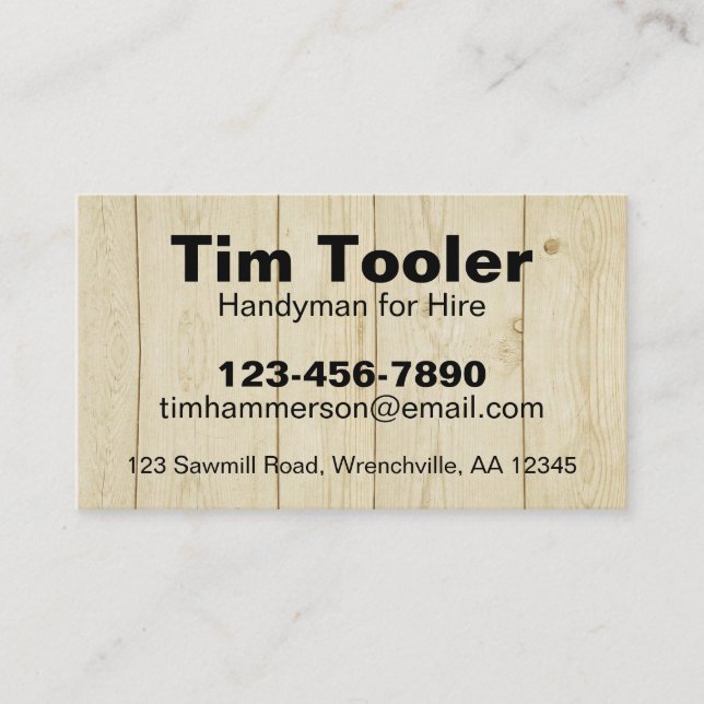 Tarjeta De Visita Placas de madera Mantenimiento del césped Handyman (Anverso)