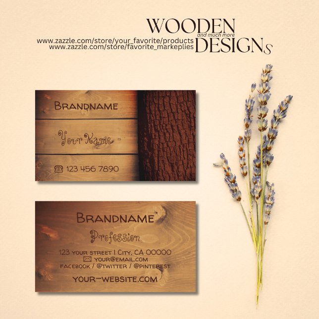 Tarjeta De Visita Placas de madera rústica marrón natural Grano de b (Subido por el creador)