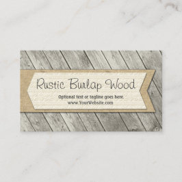 Tarjeta De Visita Placas de madera rústica y tejido de criba en el p