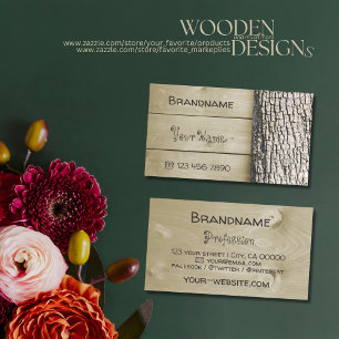 Tarjeta De Visita Placas de madera rústicas naturales Grano de mader