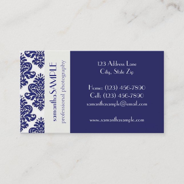 Tarjeta De Visita Placer azul y blanco (Anverso)