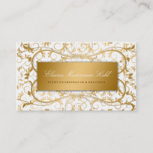 Tarjeta De Visita Placer blanco divino de oro 311