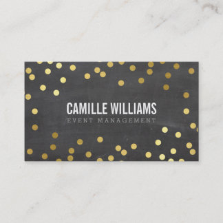 Tarjeta De Visita PLAIN BOLD MINIMAL confetti dorado elegante pizarr