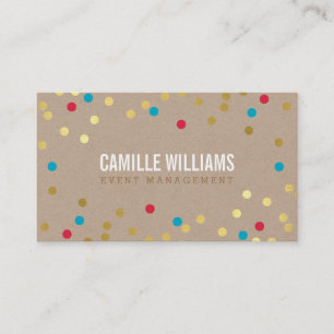 Tarjeta De Visita PLAIN BOLD MINIMAL confetti dorado kraft azul rojo