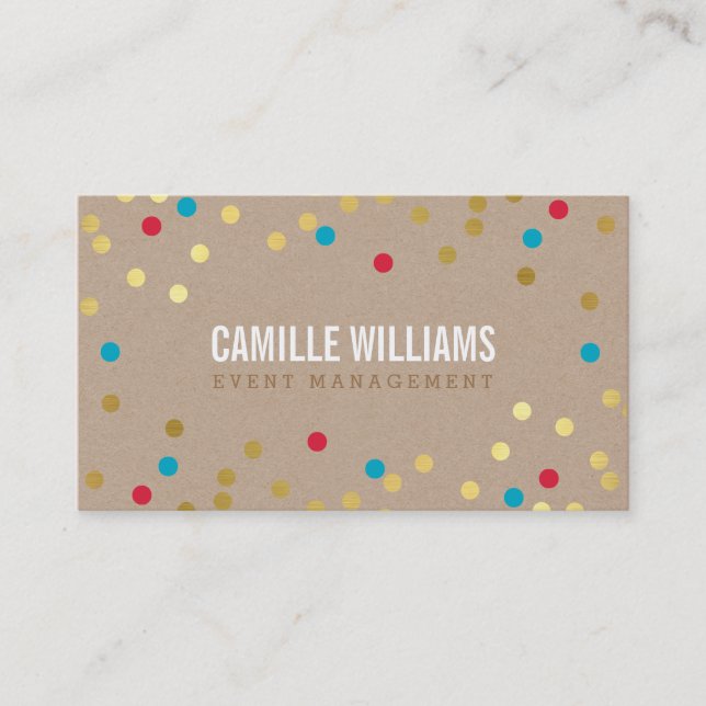 Tarjeta De Visita PLAIN BOLD MINIMAL confetti dorado kraft azul rojo (Anverso)