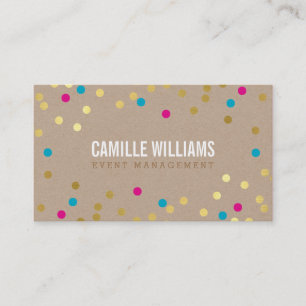Tarjeta De Visita PLAIN BOLD MINIMAL confetti dorado kraft azul rosa