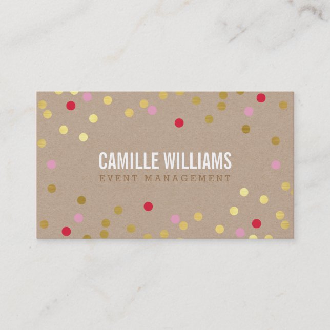 Tarjeta De Visita PLAIN BOLD MINIMAL confetti dorado rosado kraft (Anverso)