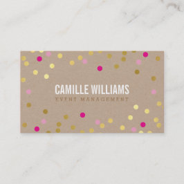 Tarjeta De Visita PLAIN BOLD MINIMAL confetti dorado rosado lindo kr