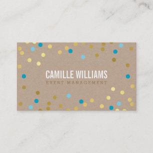 Tarjeta De Visita PLAIN BOLD MINIMAL confetti gold aqua kraft azul