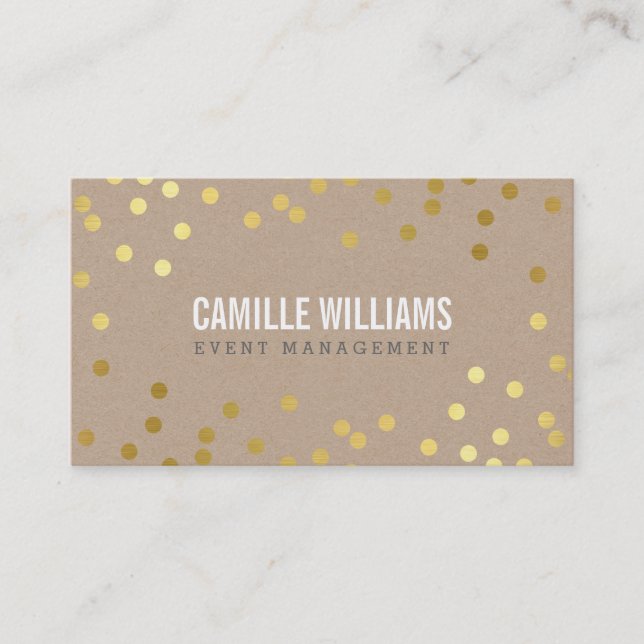 Tarjeta De Visita PLAIN BOLD MINIMAL confetti oro eco kraft natural (Anverso)